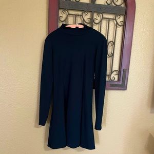 Mock neck fit and flare dress